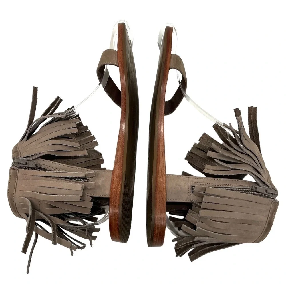 Kate Spade Alex Taupe Suede Fringe Sandals Women’s 9